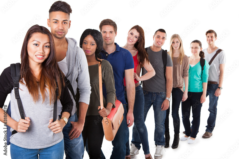 Portrait Of College Students Standing In A Line