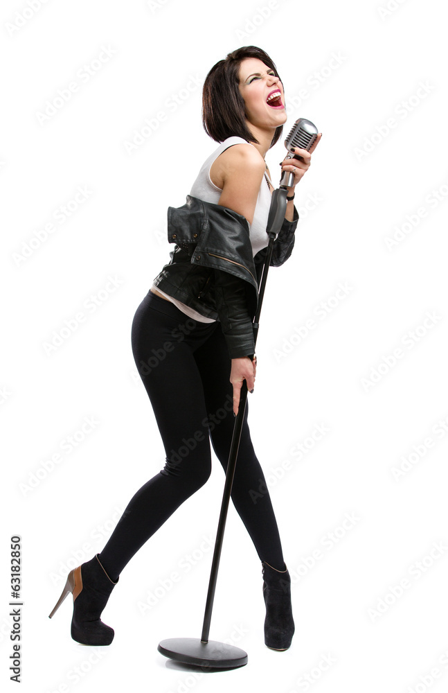 Full-length portrait of rock musician, on white background Full-length portrait of rock musician, on white background