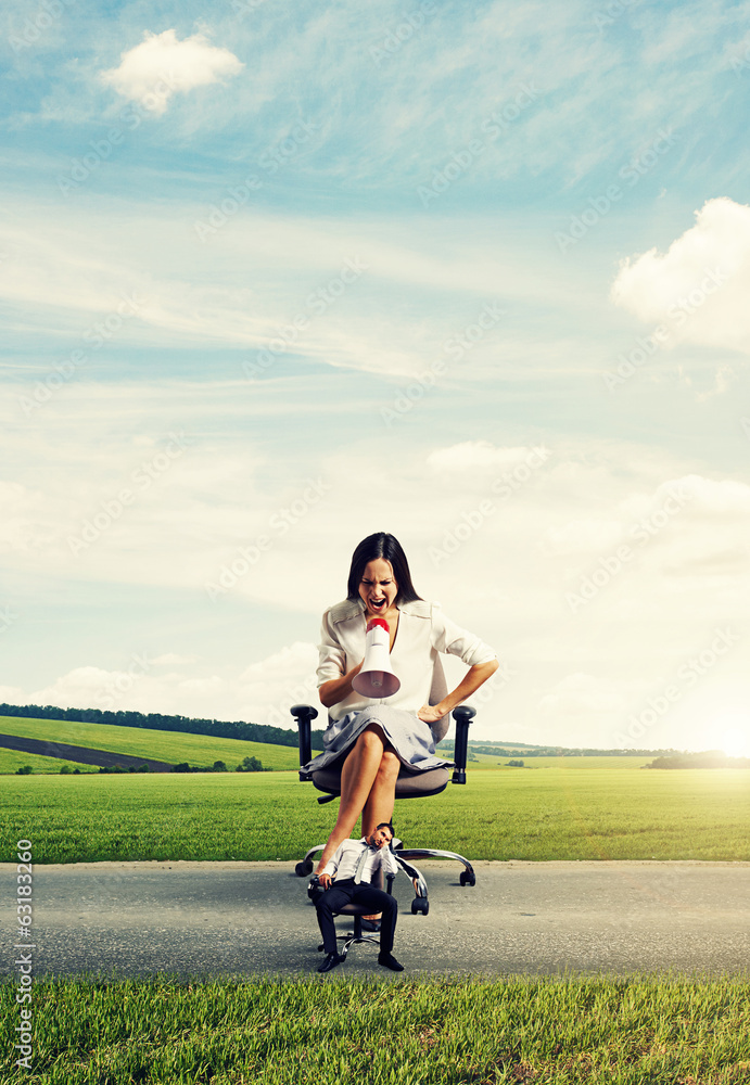 Fototapeta premium woman and small lazy man