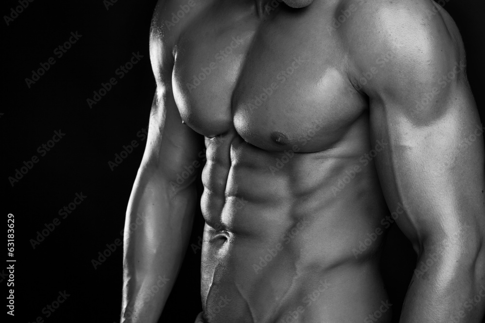 Strong Athletic Man Fitness Model Torso showing six pack abs. Strong Athletic Man Fitness Model Torso showing six pack abs.