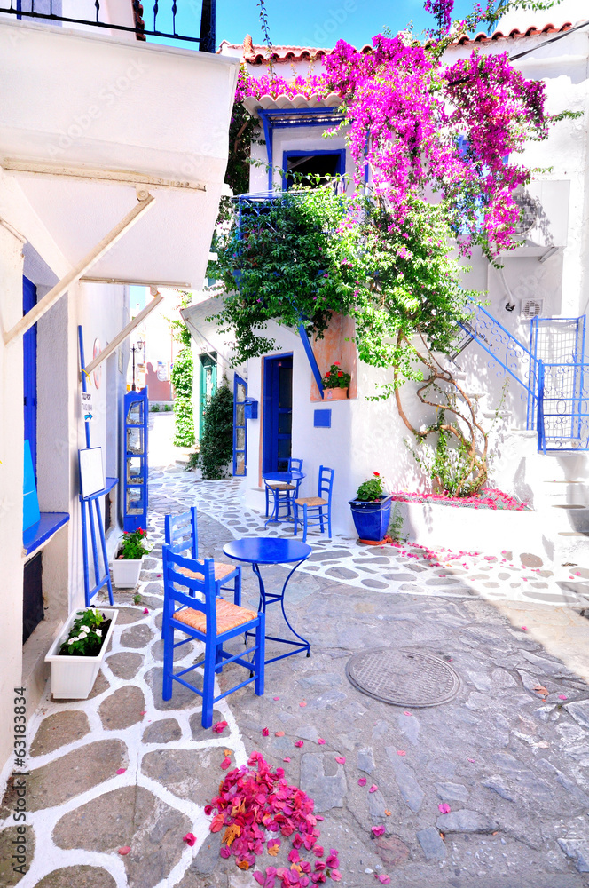 Fototapeta Piękne ulice wyspy Skiathos, Grecja