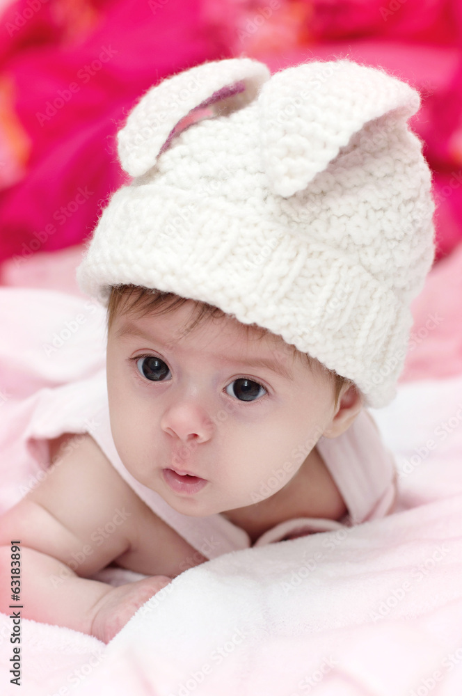 Portrait of a cute little girl dressed in Easter bunny Portrait of a cute little girl dressed in Easter bunny