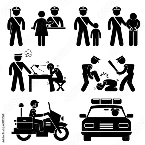 Police Station Policeman Motorcycle Car Report Interrogation