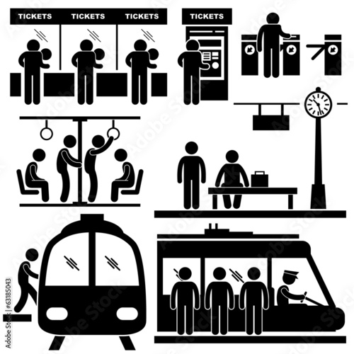 Train Commuter Station Subway Man People Passengers