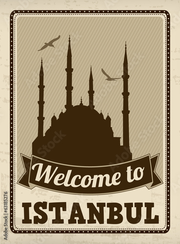 Photography Welcome to Istanbul retro poster