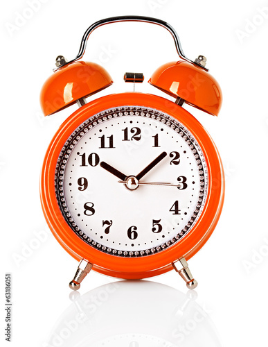 orange alarm clock isolated on white background