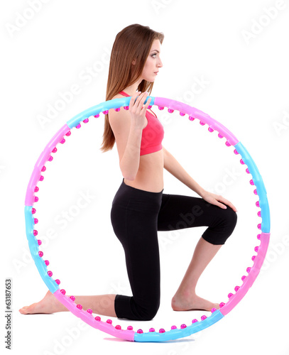 Woman doing exercises with ...
