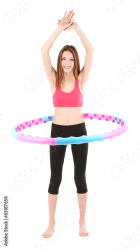 Woman doing exercises with ...