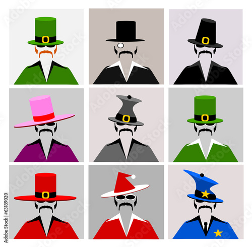 collection of men wearing fashionable hats