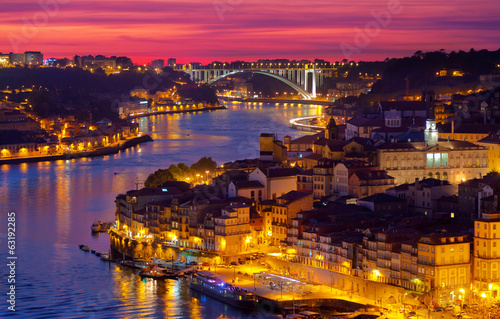  old town of Porto at sunset close up, Portugal