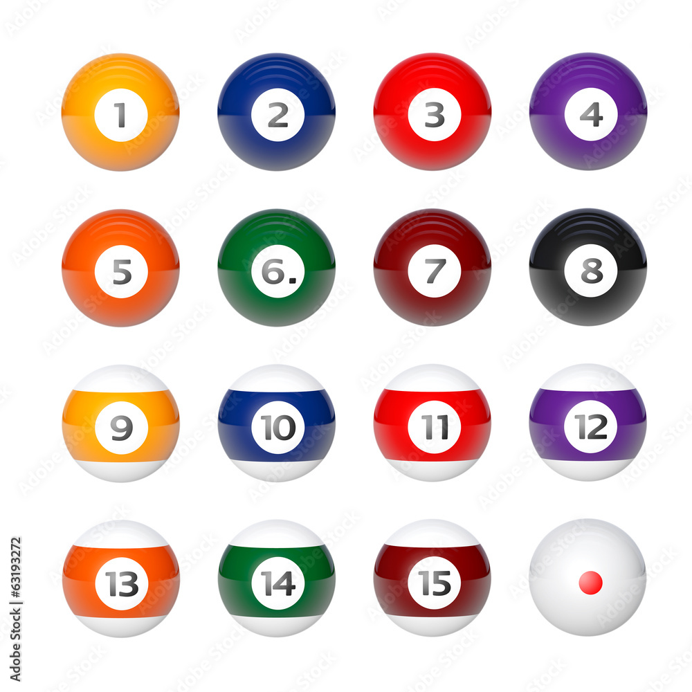Glossy billiard balls set Glossy billiard balls set