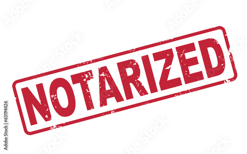 stamp notarized with red text on white