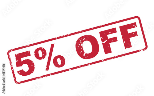 stamp 5 percent off with red text on white