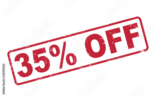 stamp 35 percent off with red text on white