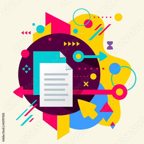 Document file on abstract colorful spotted background with diffe