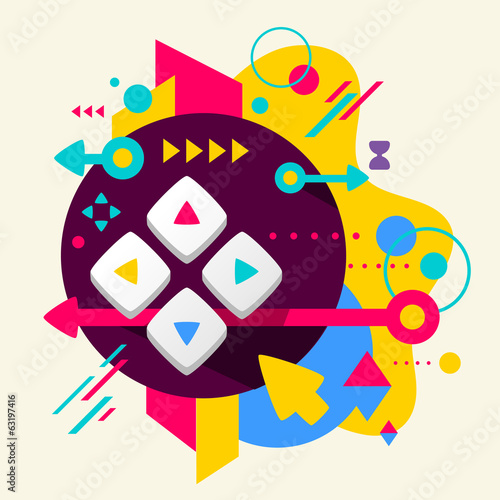 Joystick on abstract colorful spotted background with different