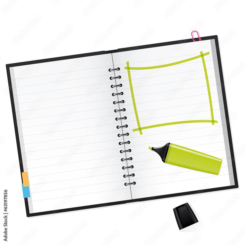 Scrapbook with green text marker Vector Illustration Scrapbook with green text marker Vector Illustration