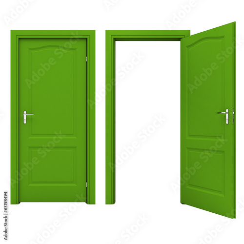 Fototapeta Naklejka Na Ścianę i Meble -  Open green door