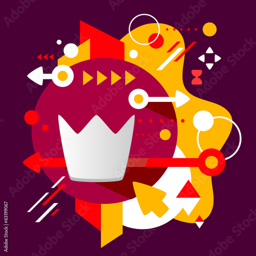 Crown on abstract dark colorful spotted background with differen
