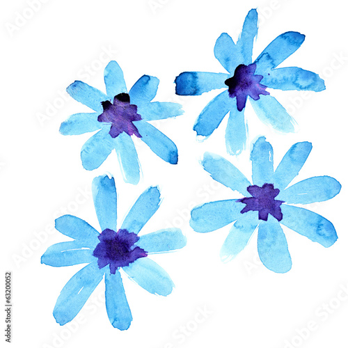 Blue watercolor flowers