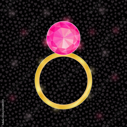 Golden Ring with Pink Jewelery Stone