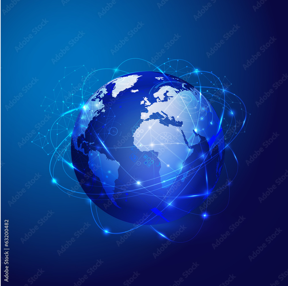 Global technology mesh network, vector illustration Global technology mesh network, vector illustration