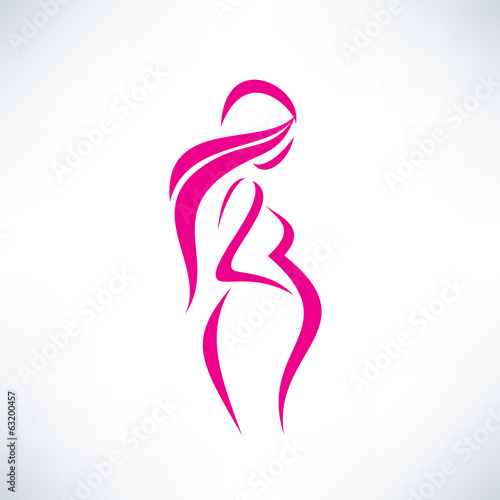 pregnant woman silhouette, isolated vector symbol