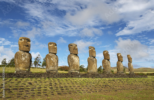 Moai of Easter island, symbol of Polynesian culture