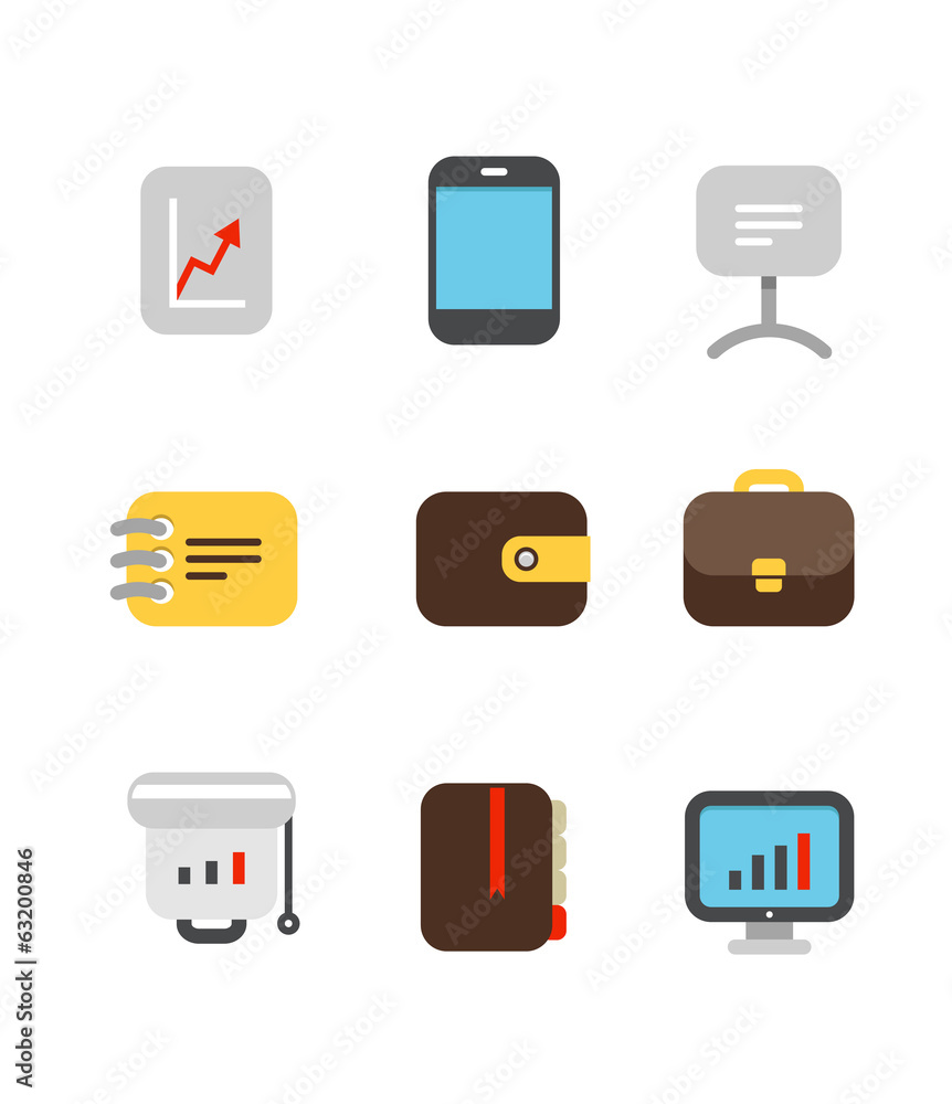Different color business icons set. Design elements