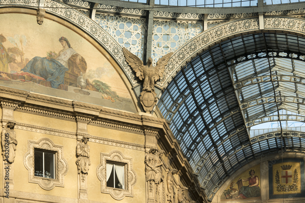 Obraz premium Galleria ironworks and glass roof, Milan