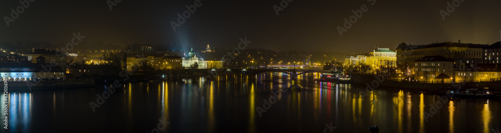 Panoramic view from Charles bridge in Prague, Czech Republic