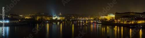 Panoramic view from Charles bridge in Prague, Czech Republic