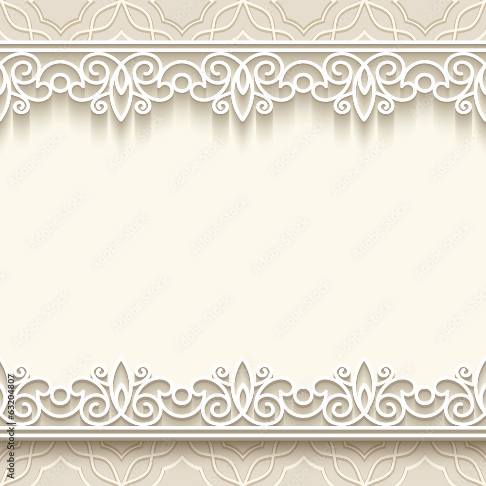 Vintage background with cutout paper lace borders