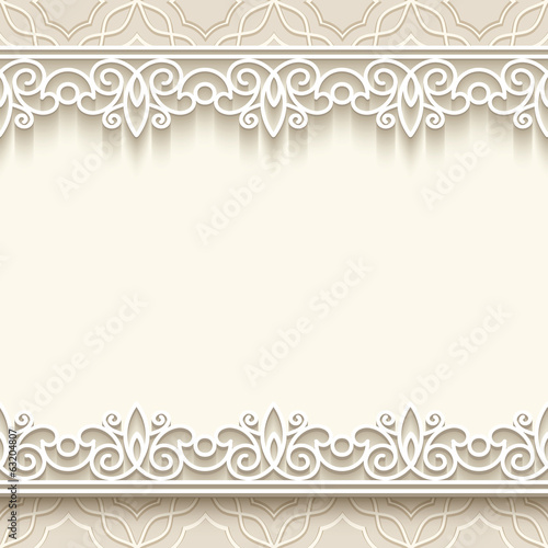 Vintage background with cutout paper lace borders