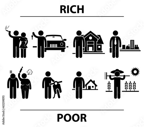 Rich and Poor Man Financial Differences Concept