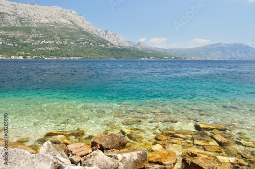 Amazing beach with stones in Kocula, Croatia