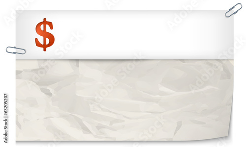 text box with texture of paper and dollar sign