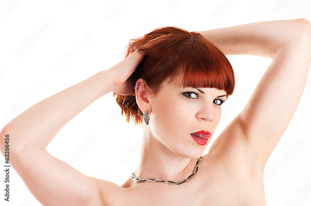 Fototapeta premium beautiful naked woman isolated on white background