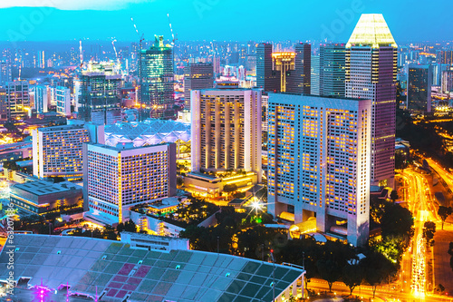 Photography Singapore skyline at night