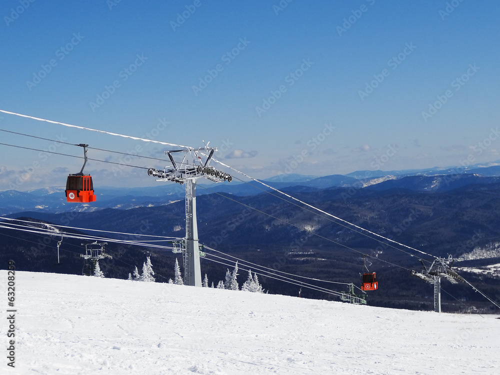 Obraz premium A alpine skiing resort Sheregesh