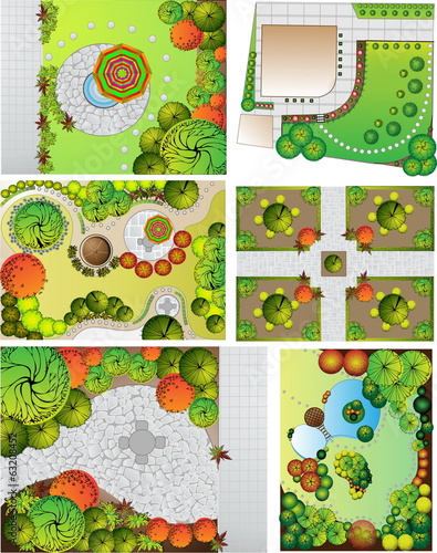 Collections od  Landscape Plan with treetop symbols