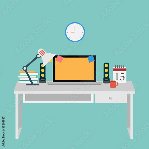 Vector of Office set for work .