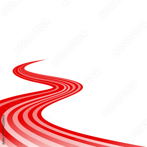 Abstract waving red ribbon flag