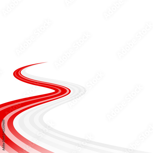 Abstract waving red white ribbon flag