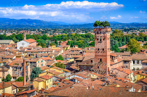 Scenic view of Lucca and Guinigi tower photo