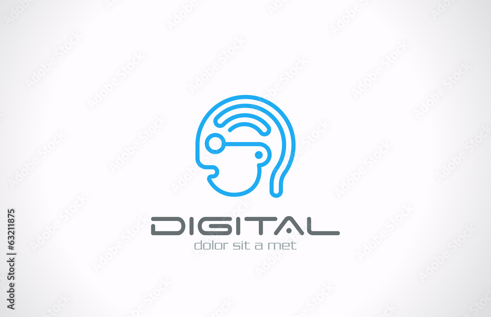 Digital Head Line art vector logo design. Internet generation Digital Head Line art vector logo design. Internet generation