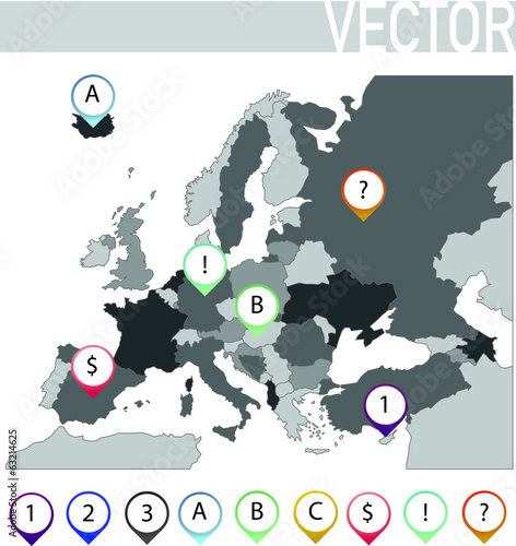 Europe map with pins 4
