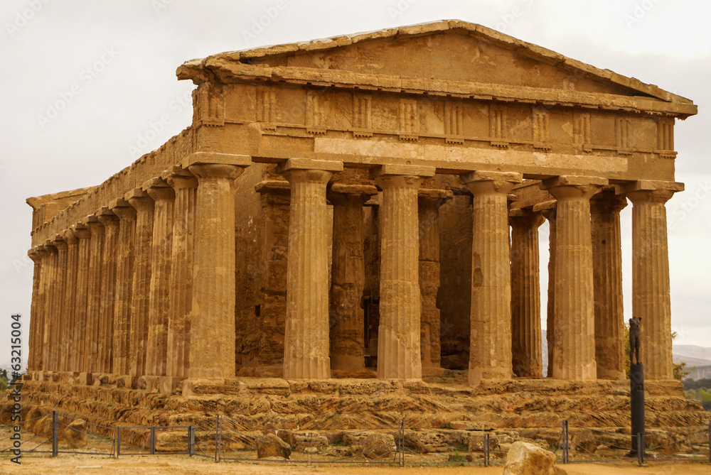 The ruins of Temple of Concordia, Valey of temples, Agrigento, S
