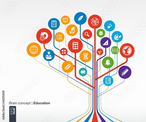 Abstract education background with lines and circles.