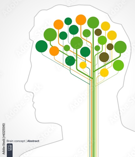 Brain concept with silhouette of a human head